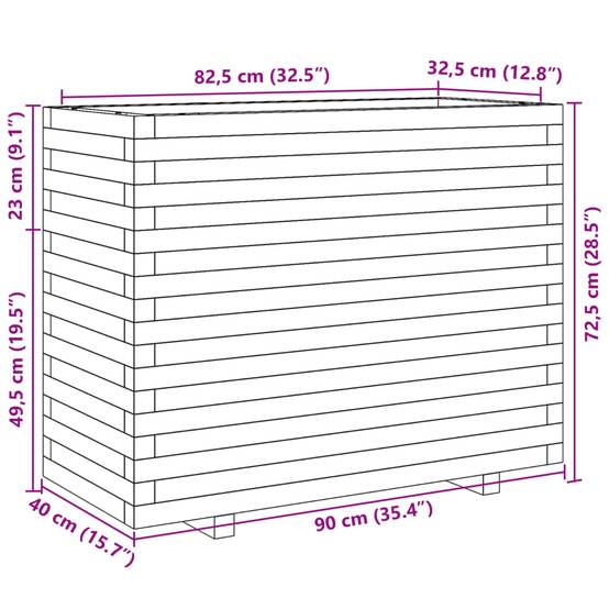Jardinière | Pot de fleurs | Cache-pot | Bac à fleurs cire marron 90x40x72,5 cm bois de pin massif - Image 10