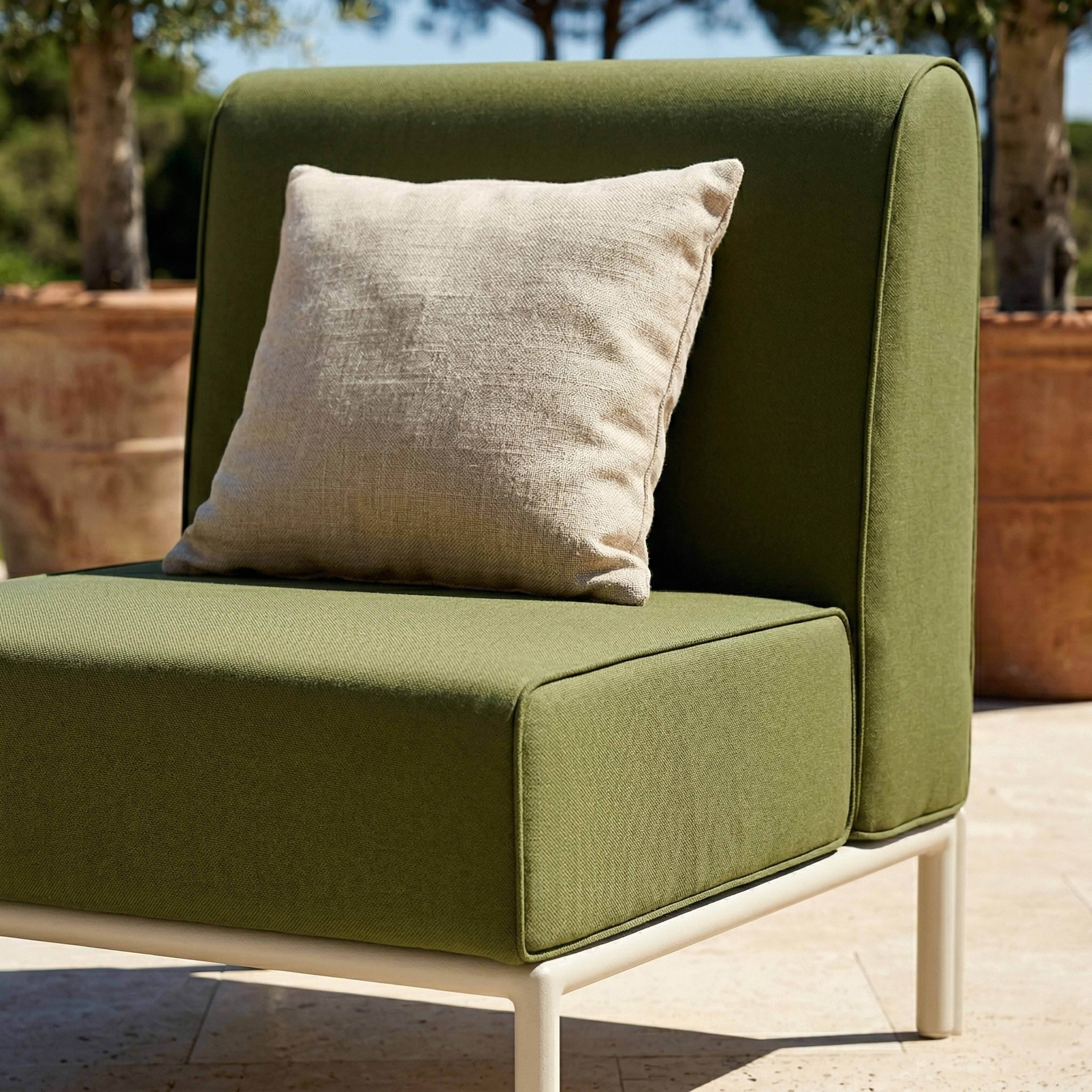 Oviala - Chauffeuse pour salon pour jardin modulable en tissu vert kaki Patio - Oviala - Image 3