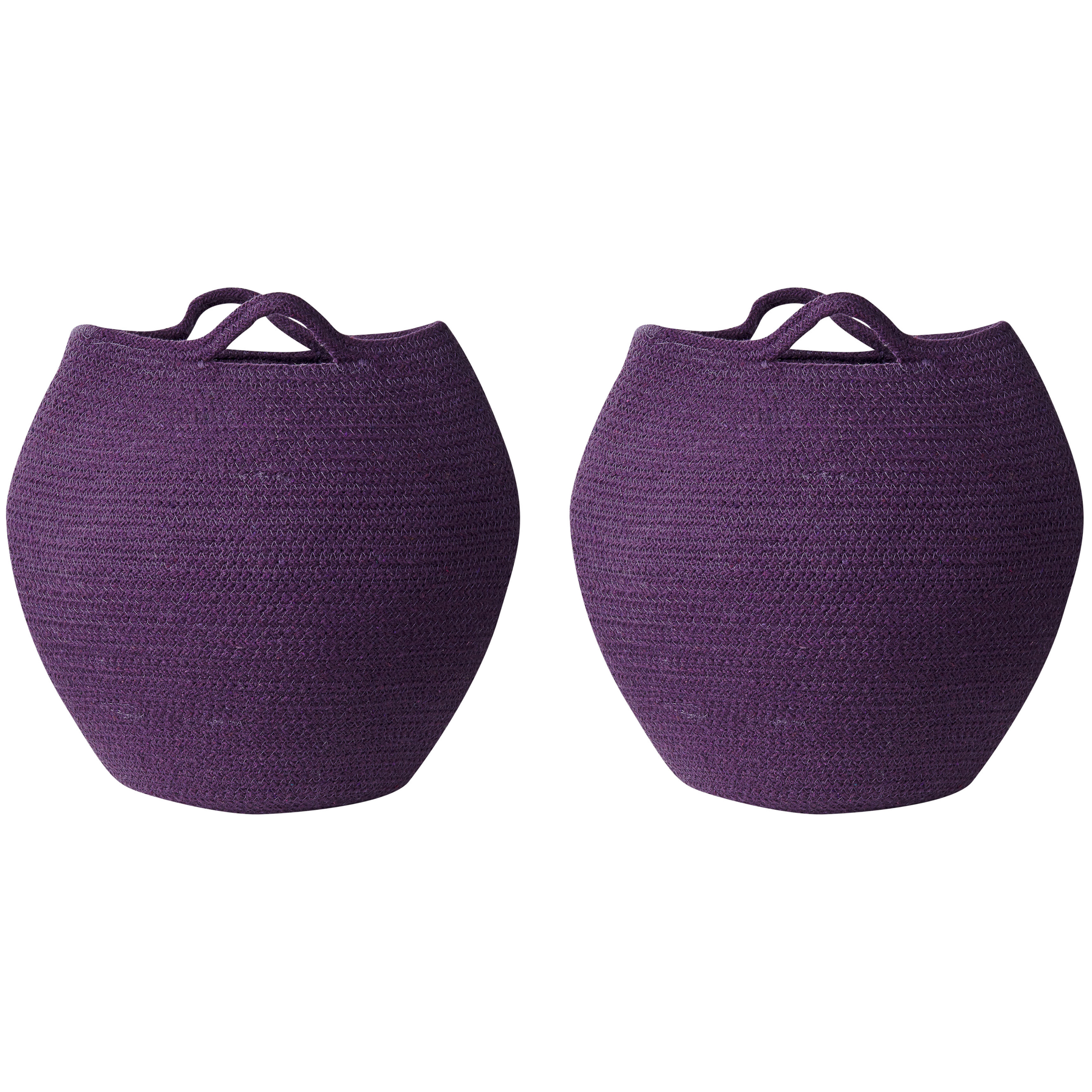 Paniers Pourpre en Coton 30 cm Ronds Faits Main Rangement Intérieur pour Linge Facile à Entretenir Corbeilles Lot de 2 - Image 1