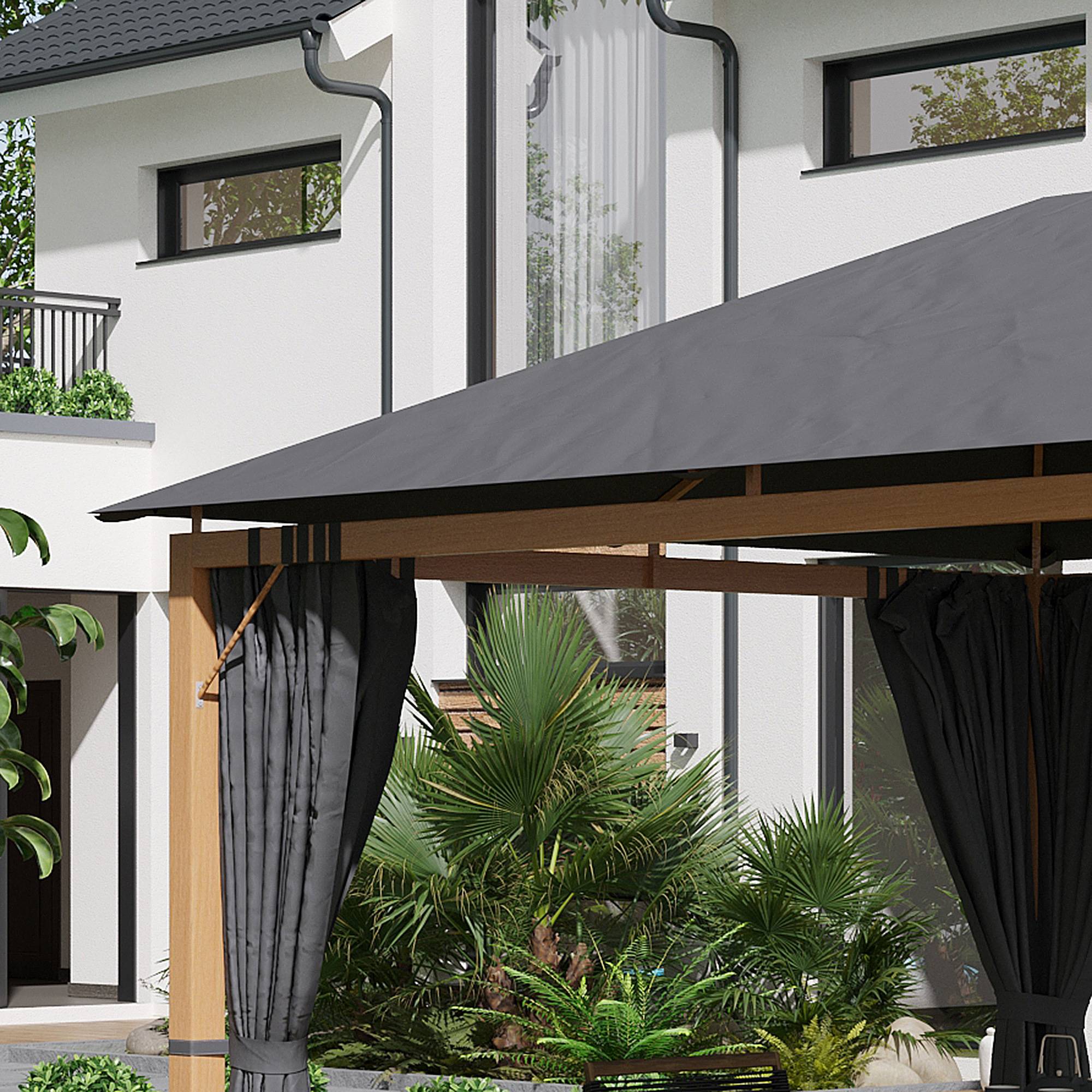 Outsunny - Tonnelle de jardin pavillon 4x3m avec rideaux toile de toit polyester protection solaire aluminium - Outsunny - Image 7
