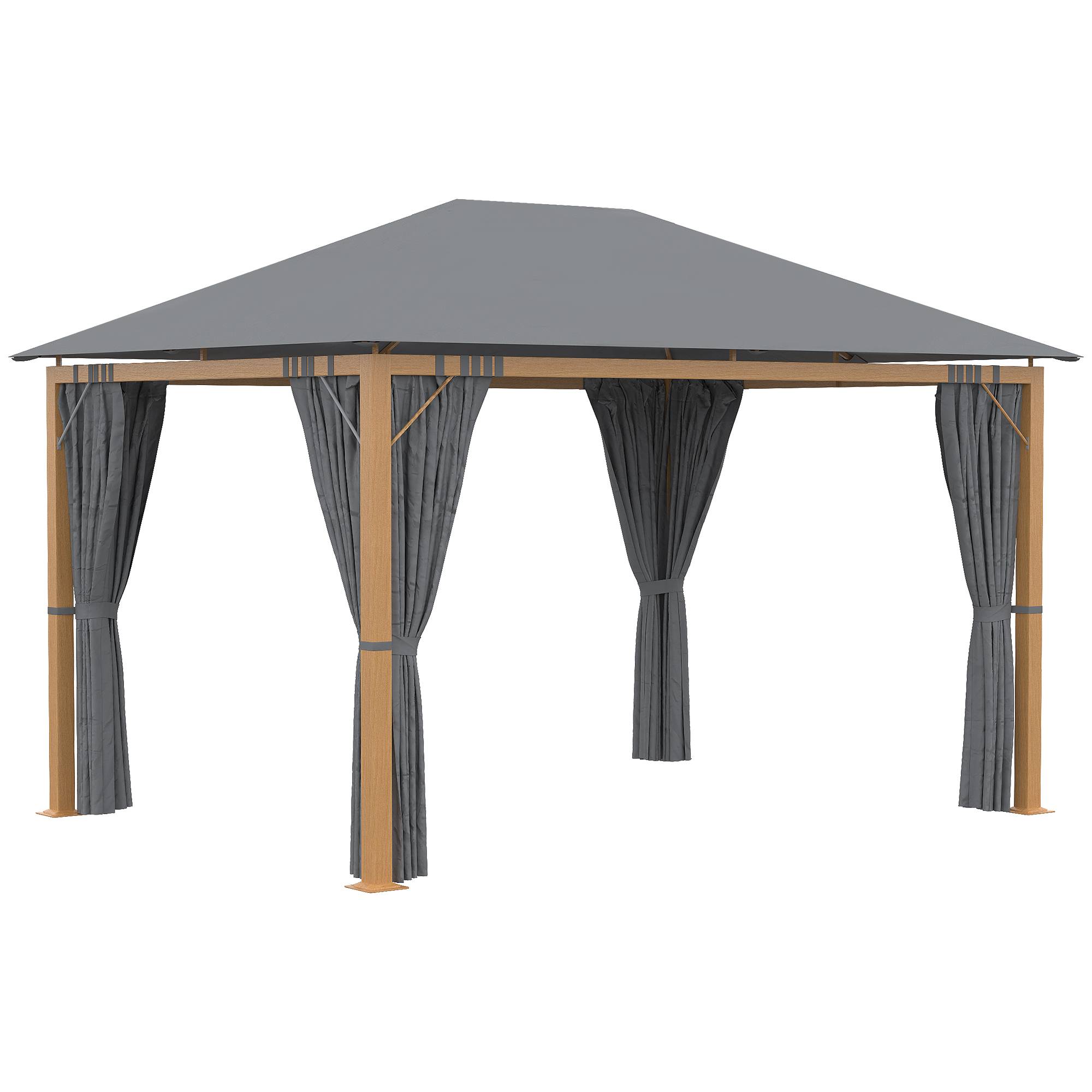 Outsunny - Tonnelle de jardin pavillon 4x3m avec rideaux toile de toit polyester protection solaire aluminium - Outsunny - Image 1