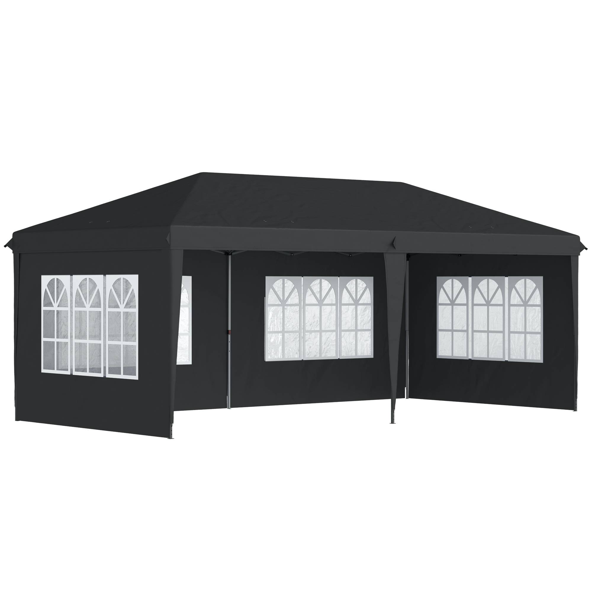 Outsunny - Tonnelle pliante 3x6m tente réception avec 3 côtés démontables, piquets et sac de transport gris - Outsunny - Image 1