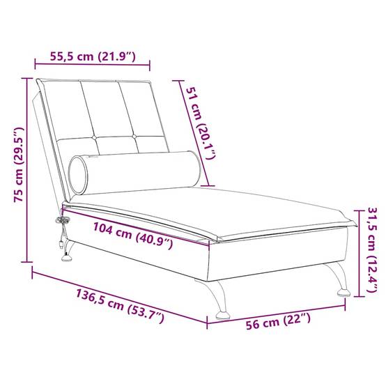 Maison Chic - Chaise longue | Transat | Bain de soleil de massage avec traversin rose velours - Image 10