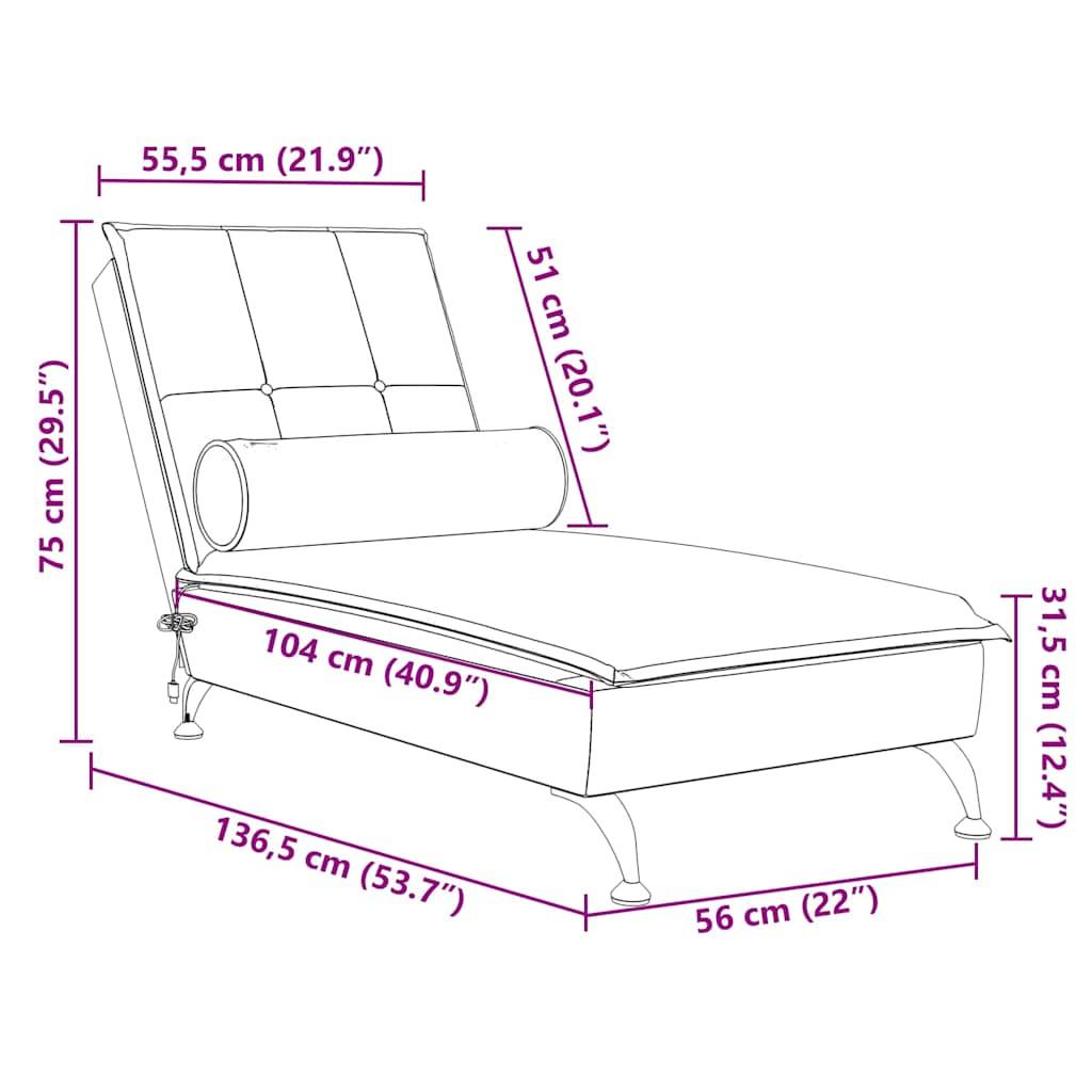 Maison Chic - Chaise longue | Transat | Bain de soleil de massage avec traversin rose velours - Image 10