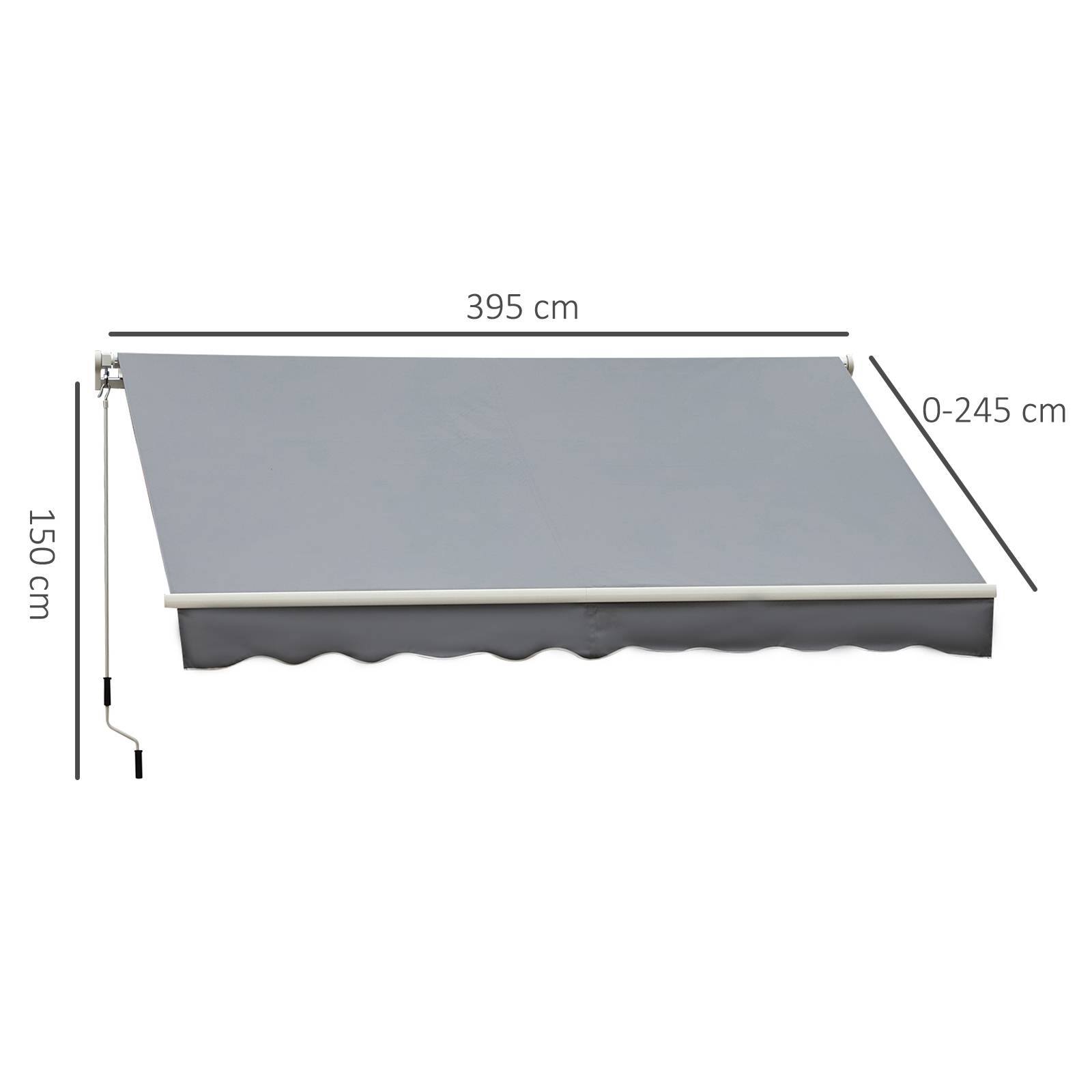 Store banne manuel rétractable 395 x 245 cm store exterieur terrasse avec manivelle, angle réglable 45°-85° - Image 5