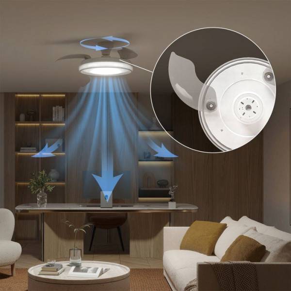 Philips - Ventilateur de Plafond - Plafonnier  - Philips - Bliss - Pales rétractables - Diametre 106 cm - Blanc - LED intégrée + télécommande - Image 3