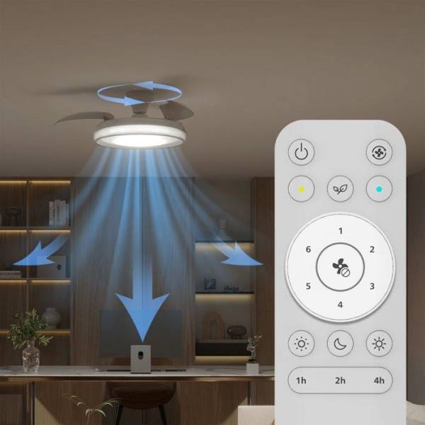 Philips - Ventilateur de Plafond - Plafonnier  - Philips - Bliss - Pales rétractables - Diametre 106 cm - Blanc - LED intégrée + télécommande - Image 4