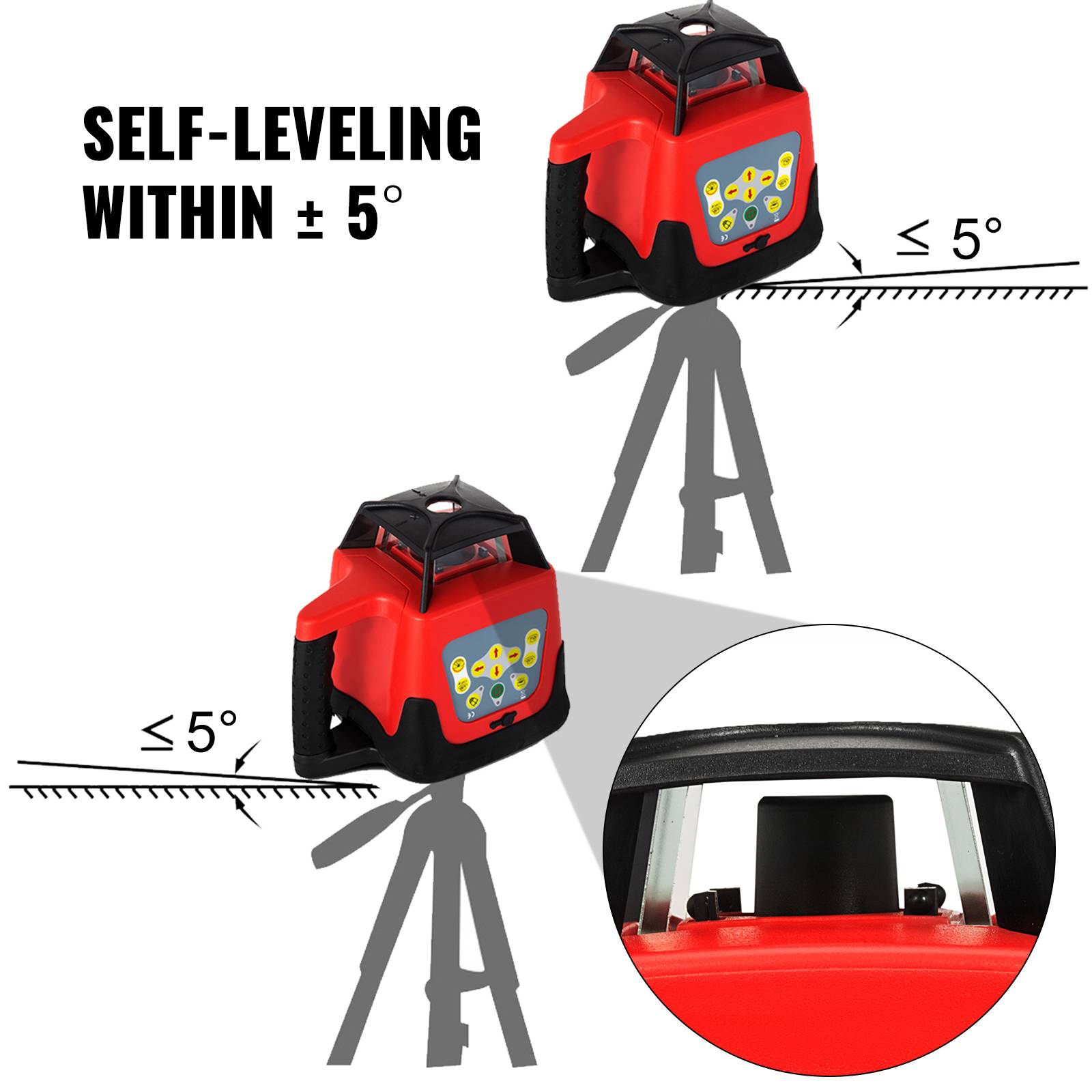 VEVOR Niveau laser rotatif 360°, autonivelant, faisceau vert, portée 500m pour travaux intérieurs et extérieurs. - Image 4