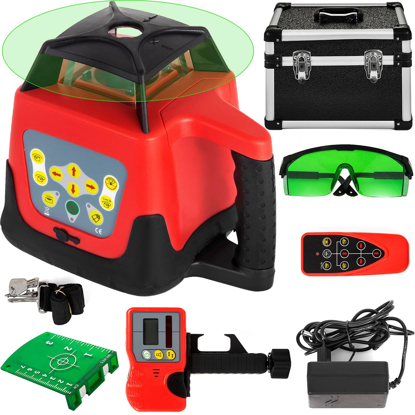 VEVOR Niveau laser rotatif 360°, autonivelant, faisceau vert, portée 500m pour travaux intérieurs et extérieurs. - Image 1