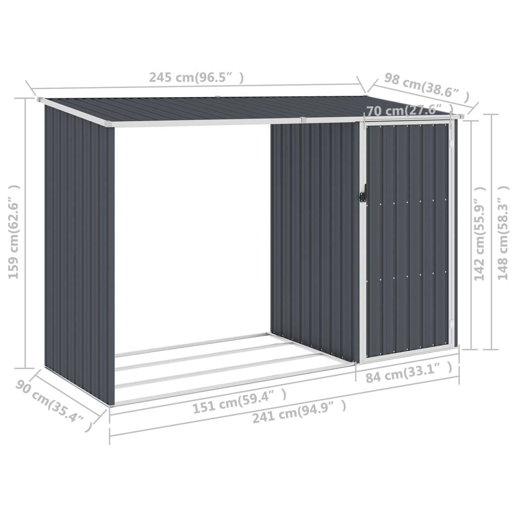 Maison Chic - Abri à bois 2.4m² - Abri de jardin Anthracite 245x98x159 cm Acier galvanisé MAISON CHIC - Image 7