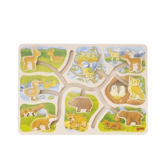 Goki - Puzzle en bois à pousser, où est mon petit ?