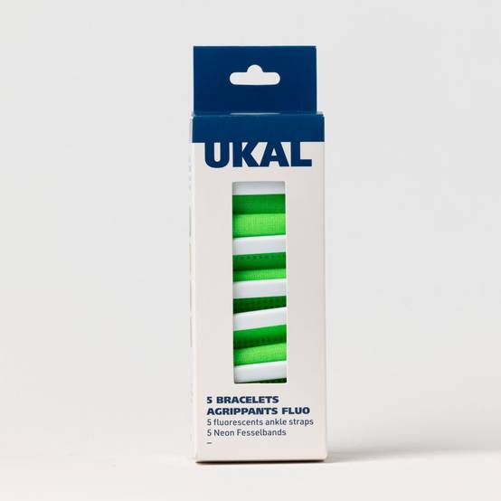Ukal - 5 Bracelets auto-agrippants fluo avec passant vert - Image 2