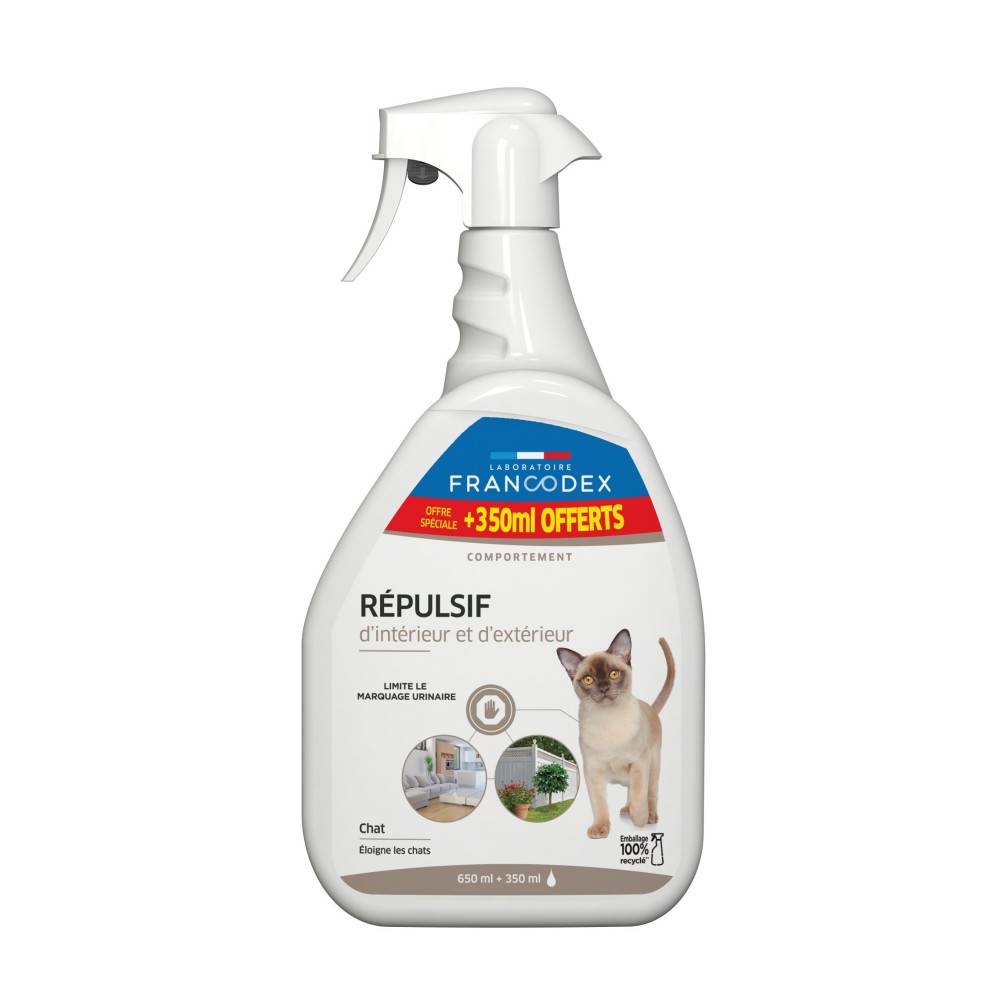 Francodex - Francodex - Répulsif d'Intérieur et d'extérieur spray de 1 litre,  Pour Chats - Image 1