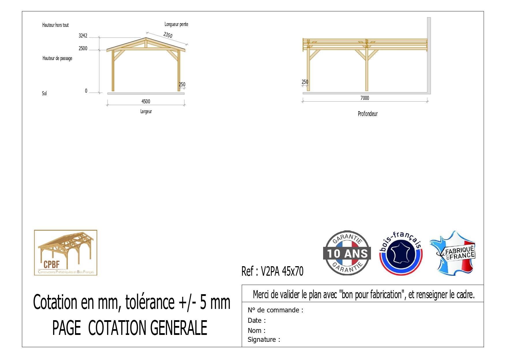 Carport Bois Douglas Français 31 m² – 2 pentes adossé – 4 poteaux – Abri voiture extérieur – Garantie 10 ans - Image 3
