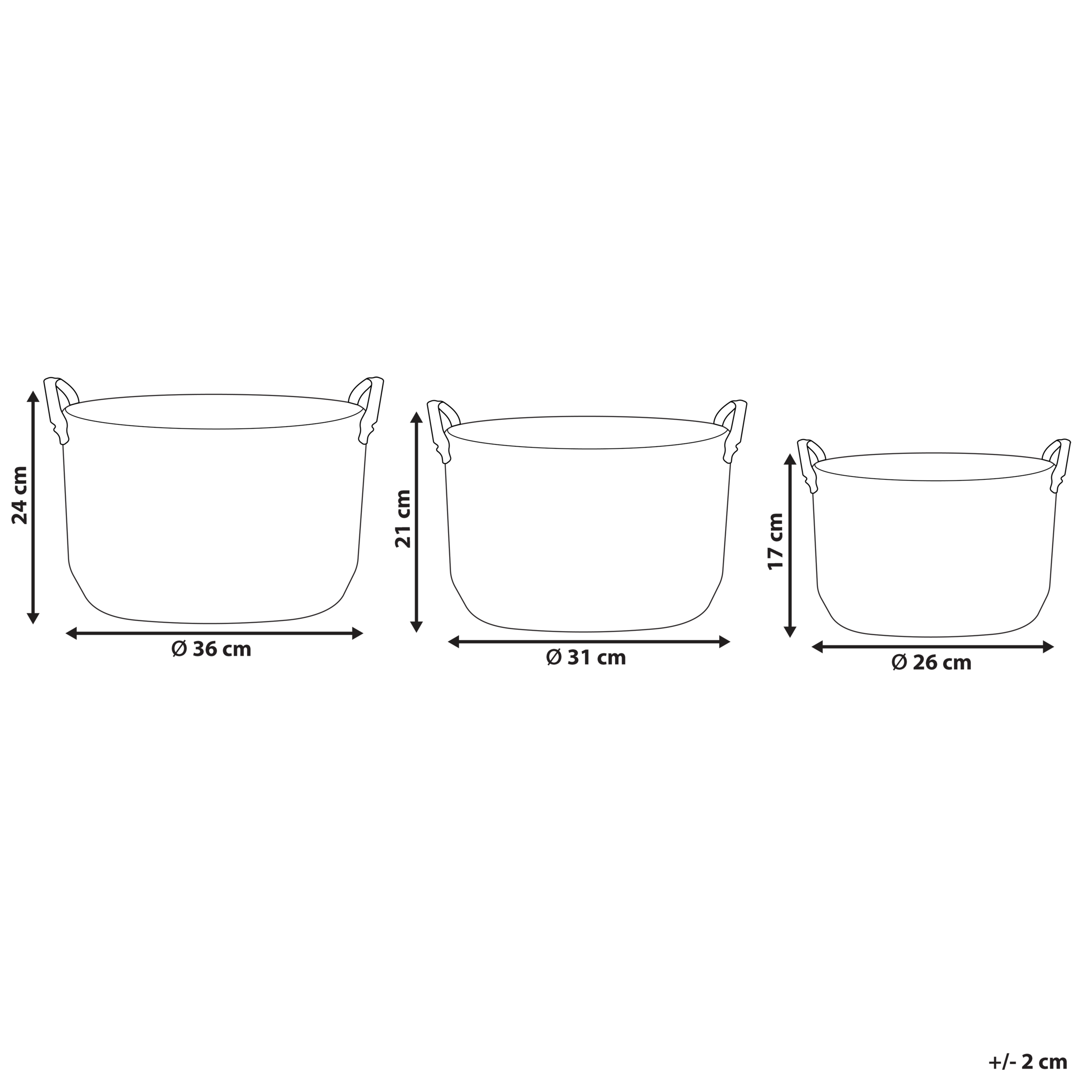 Beliani - Lot de 3 Paniers de Rangement en Herbier Marin Naturel avec Poignées en Cuir PU Panier à Linge Style Boho - Image 3