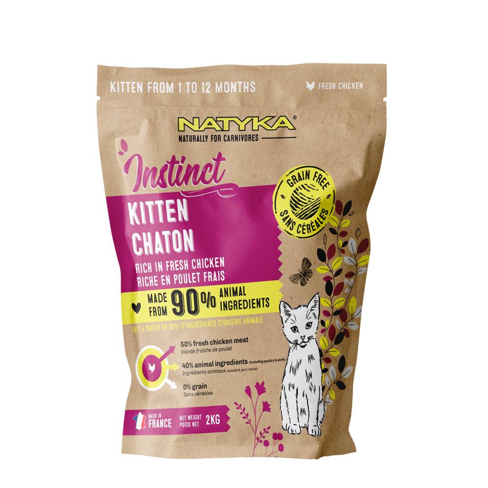 0 - Croquettes sans céréales au poulet Natyka Instinct Chaton 2kg