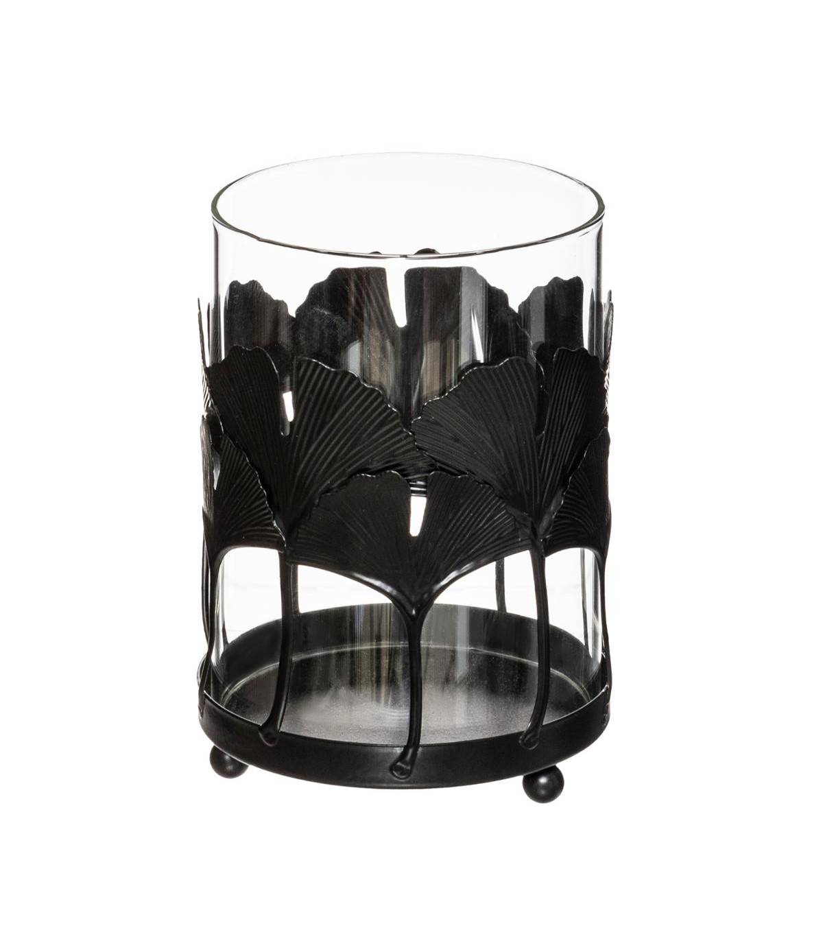 Set de 2 Bougeoirs Photophores en verre et métal décor Genko - Image 3