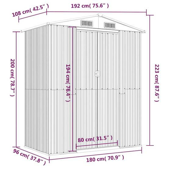 Vidaxl - Abri de jardin Anthracite 192x108x223 cm Métal galvanisé vidaXL 319271 - Image 3