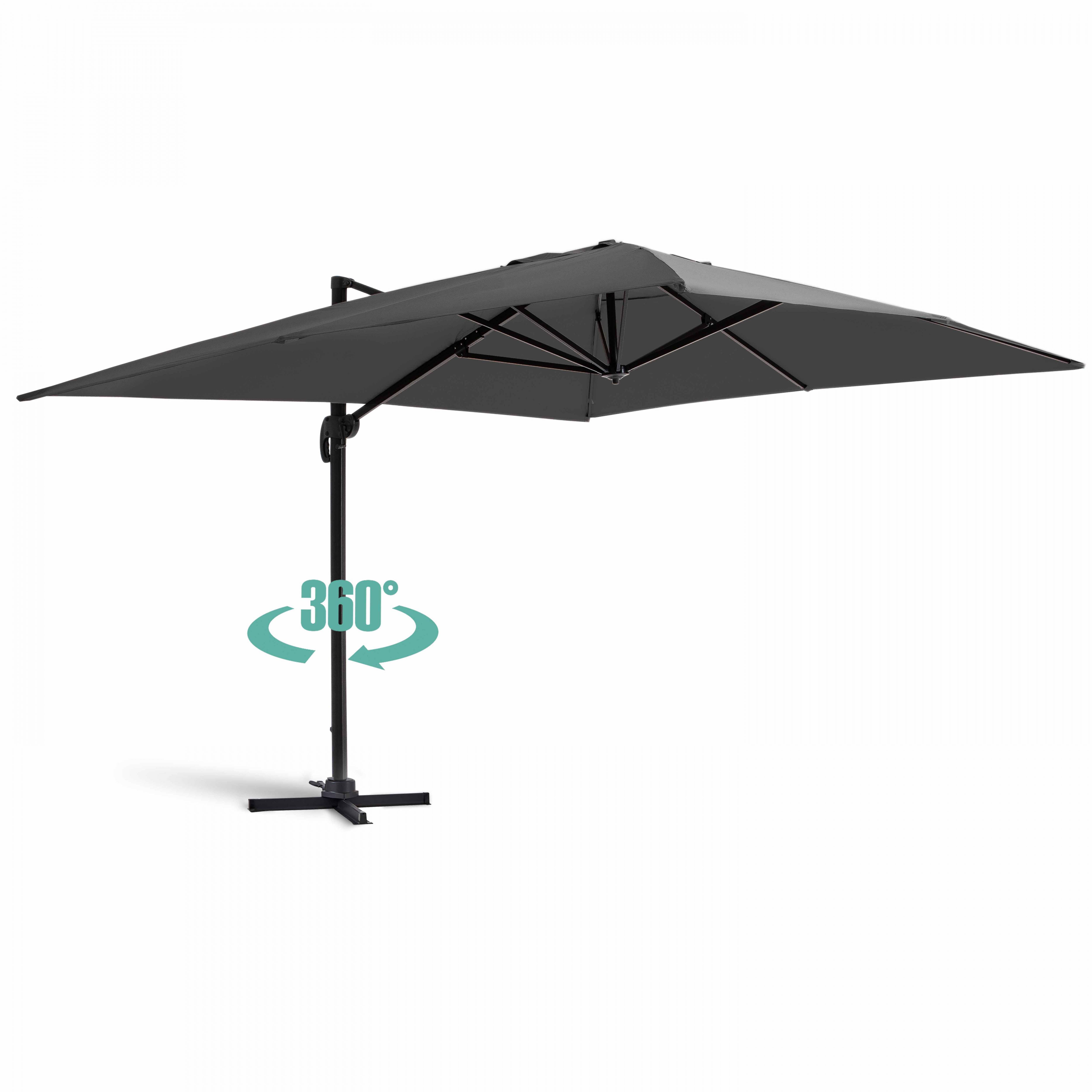 Oviala - Parasol déporté 4x3 m 360° inclinable + 4 dalles à lester gris Caserta - Oviala - Image 3