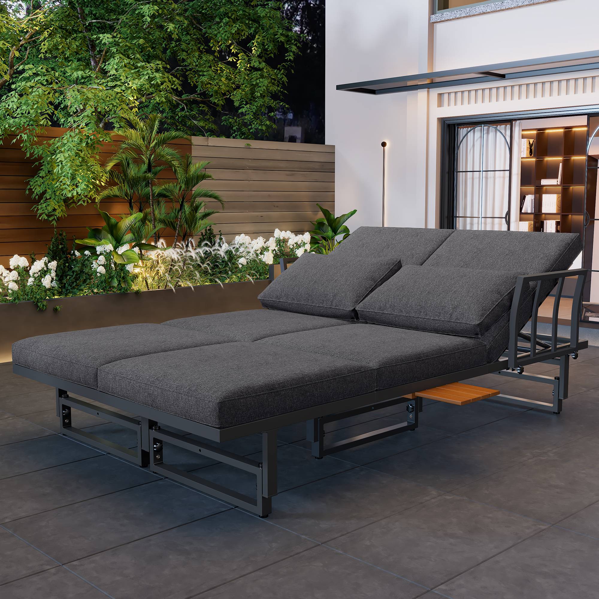 Set de mobilier de jardin 6 places avec 2 canapés et table Acier Gris - PANGIVO - Image 3
