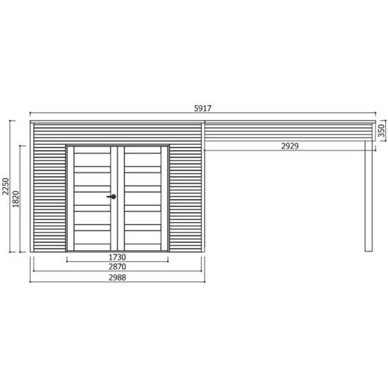 Abri de Jardin en Bois Traité Tarento avec Auvent - Surface de 8 m² - Image 2