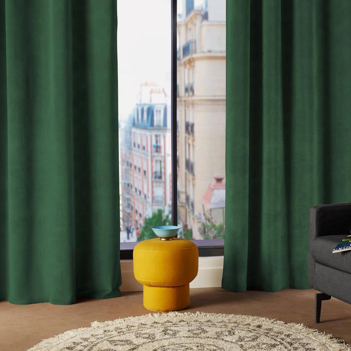 Atmosphera - Lot de 2 Rideaux à  œillets 140 x 260 cm Lilou Vert - Image 4