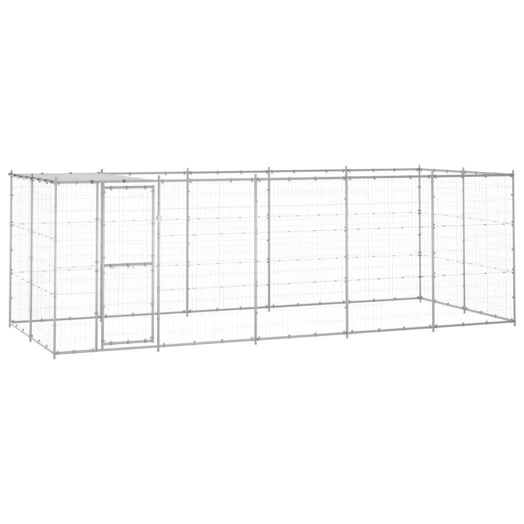 Helloshop26 - Chenil extérieur cage enclos parc animaux chien extérieur acier galvanisé avec toit 12,1 m² - Image 1