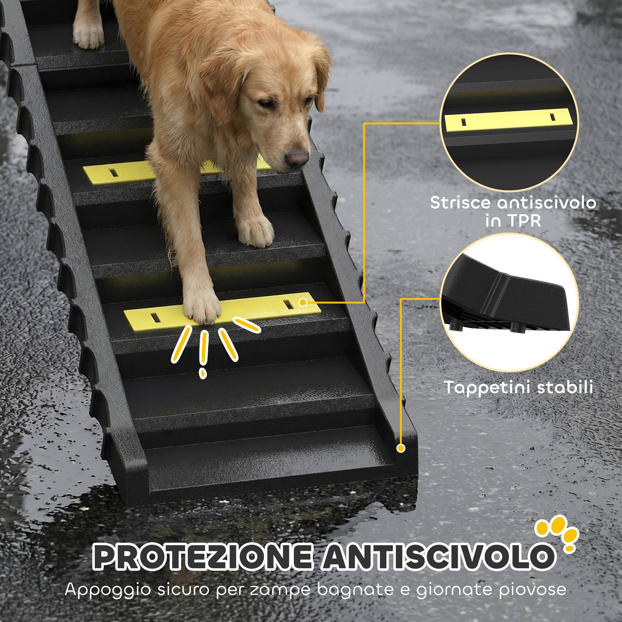 ComfortXL - Escalier pour chien pliable en PP et TPR noir 154 x 40 x 7,5 cm pour voiture et lit 10 marches antidérapantes - Image 5
