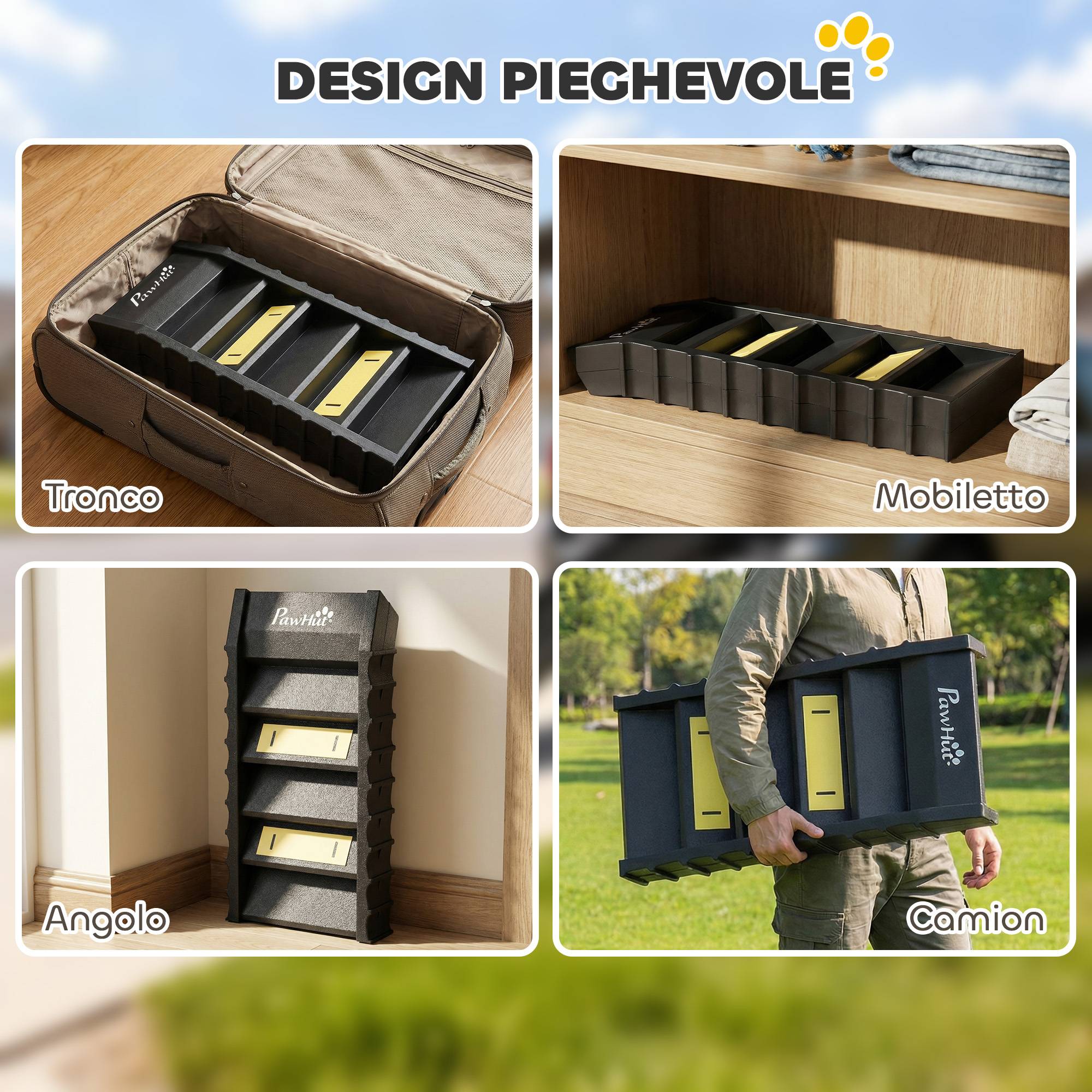 ComfortXL - Escalier pour chien pliable en PP et TPR noir 154 x 40 x 7,5 cm pour voiture et lit 10 marches antidérapantes - Image 6