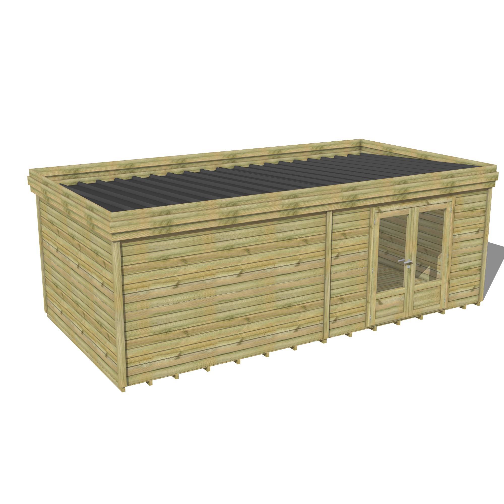 Abri Français - ABRI DE JARDIN bois Pin traité autoclave 27mm - 6,795x3,44m / 23m2 - Bac acier - Plancher bois - Image 1
