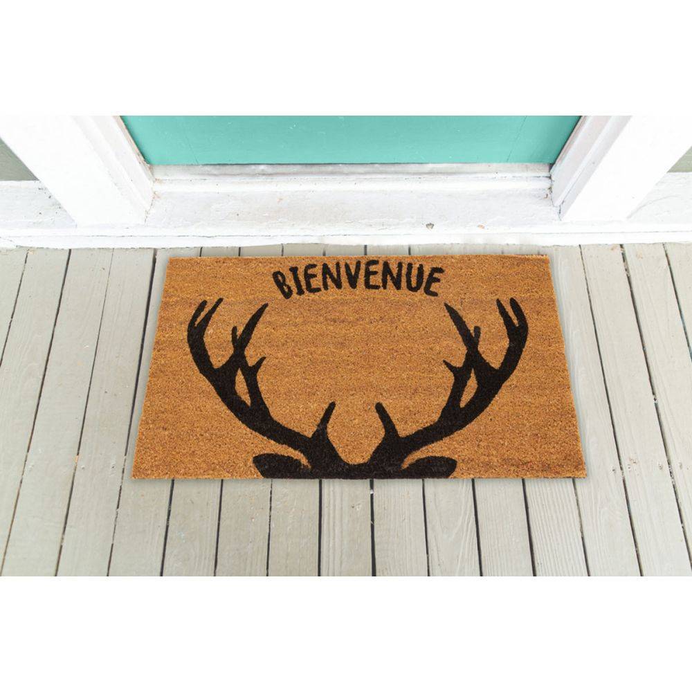 Aubry Gaspard - Paillasson coco intérieur extérieur 75 x 45 cm Bois de cerfs bienvenue - Image 2