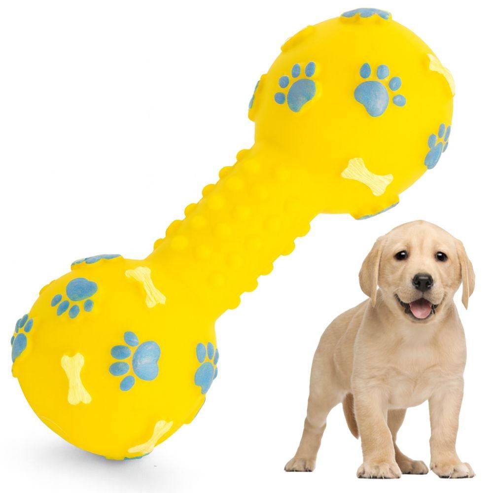 Objet pour chien couineur chew rubber dumbbell bone - Image 1