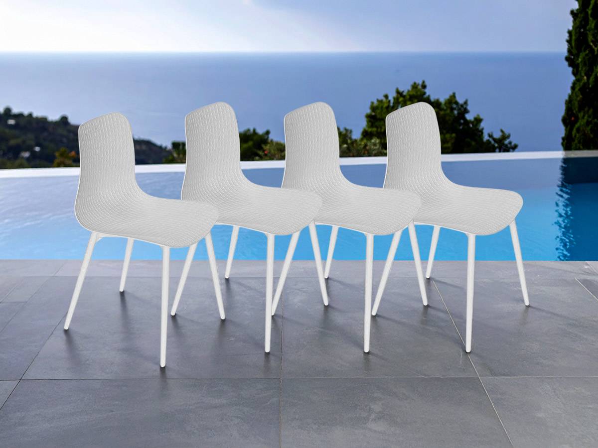 Lots de 4 Chaises de jardin en aluminium et résine blanc Corfou - Jardiline - Image 2