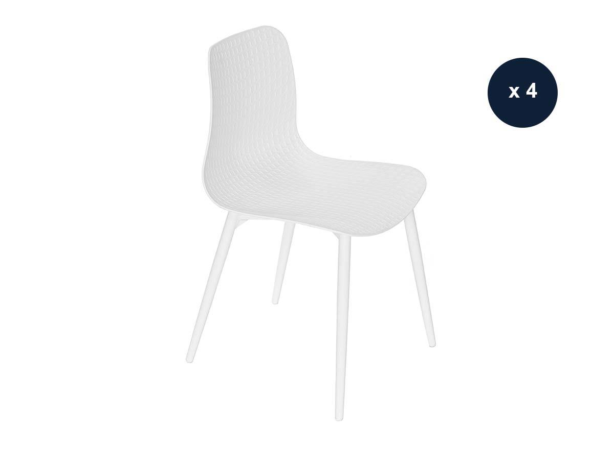 Lots de 4 Chaises de jardin en aluminium et résine blanc Corfou - Jardiline - Image 1
