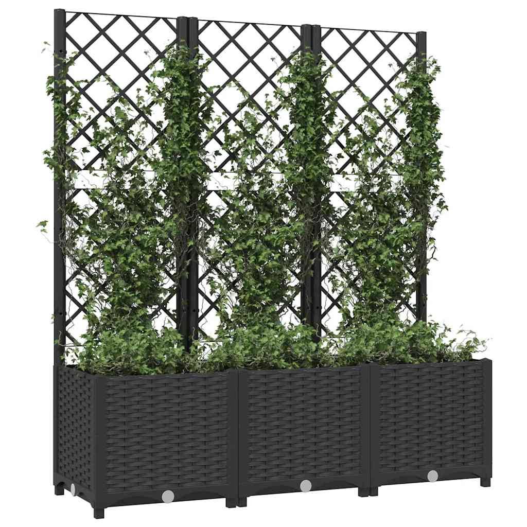 Vidaxl - Jardinière de jardin avec treillis Noir 120 x 40 x 136 cm PP vidaXL 318273 - Image 4