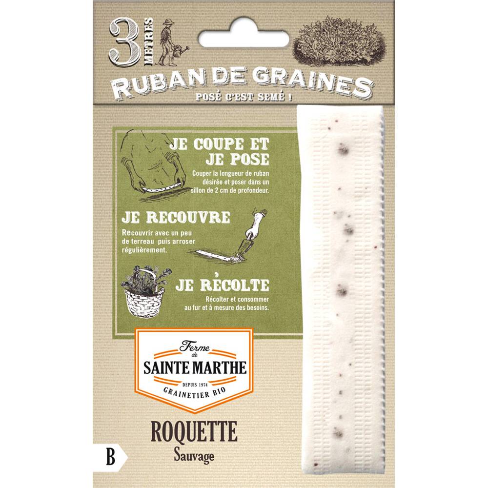 Carte ruban de Roquette sauvage Bio - Ferme de Sainte Marthe Livré en ruban de 3 mètres
