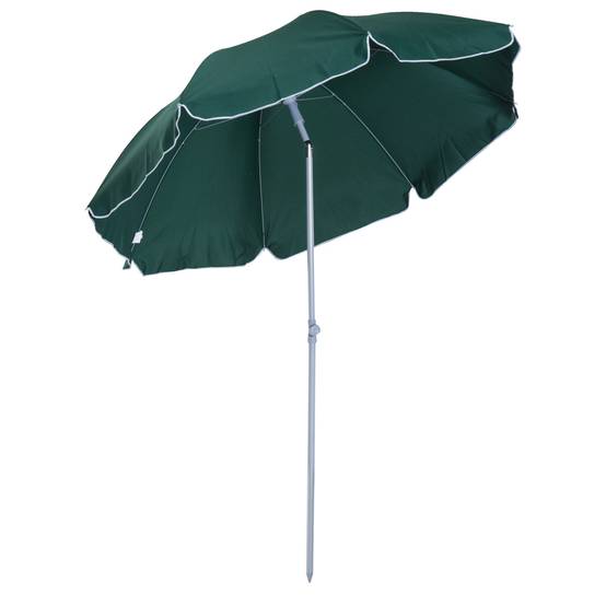 Parasol de plage de 202 cm de diamètre avec toit inclinable, mât détachable et piquet de fond pour jardin. - Image 1