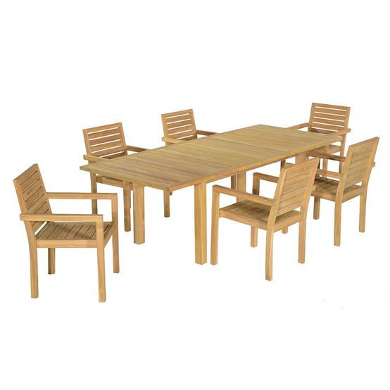 Salon de jardin teck massif Caserte, 6 places - TECK'Attitude - Image 1