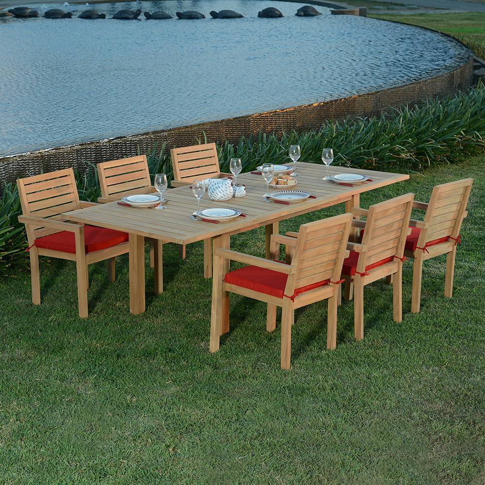 Salon de jardin teck massif Caserte, 6 places - TECK'Attitude - Image 2