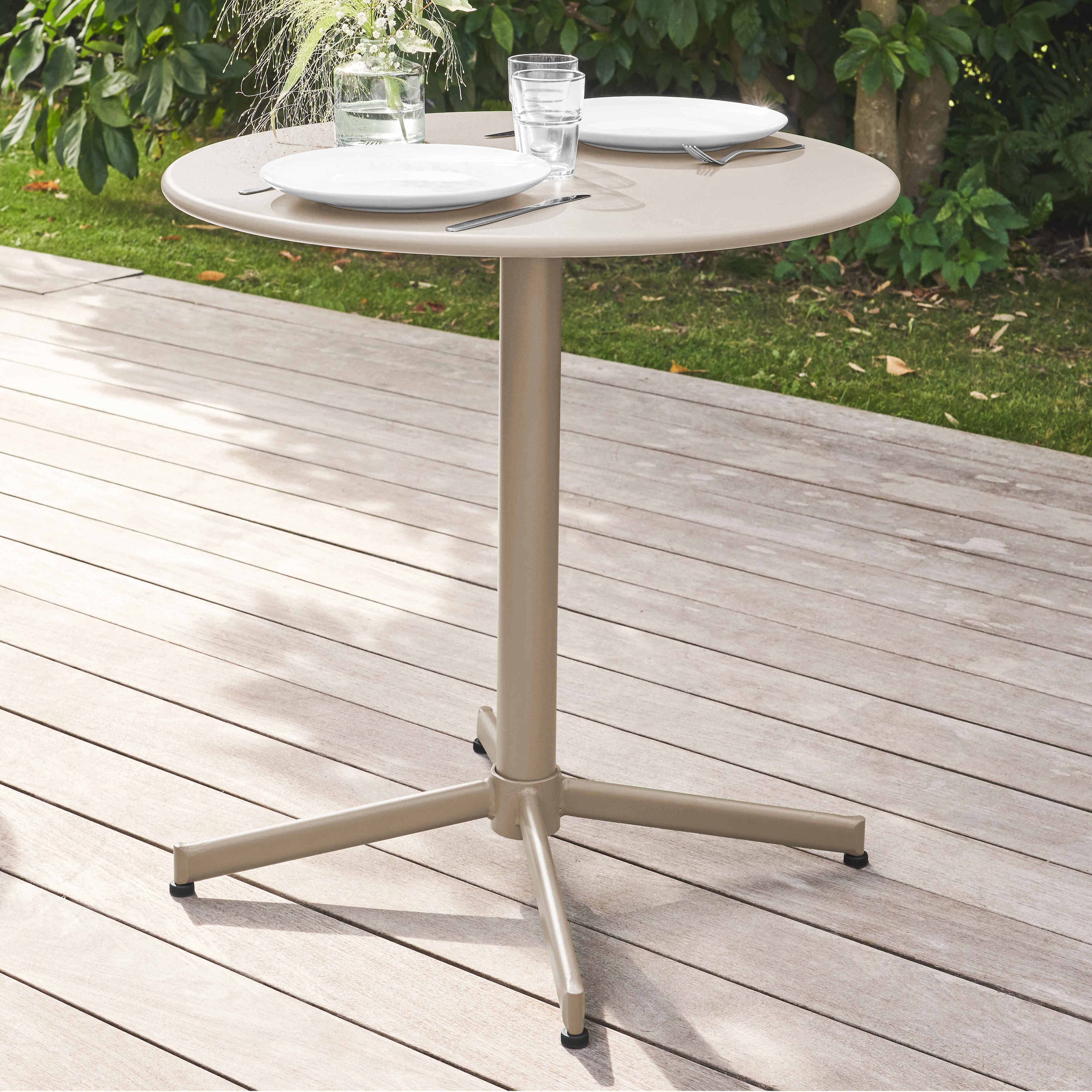 Oviala - Ensemble table de jardin et 4 fauteuils métal taupe Palavas - Oviala - Image 4