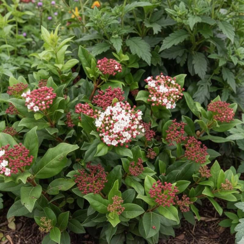 Viorne, Laurier Tin Gwenllian, Viburnum à fleurs Blanche - feuillage Persistant - Pot de 5L - 40/60 cm-  hauteur à maturité De 1,50 m à 2,00 m - Image 4