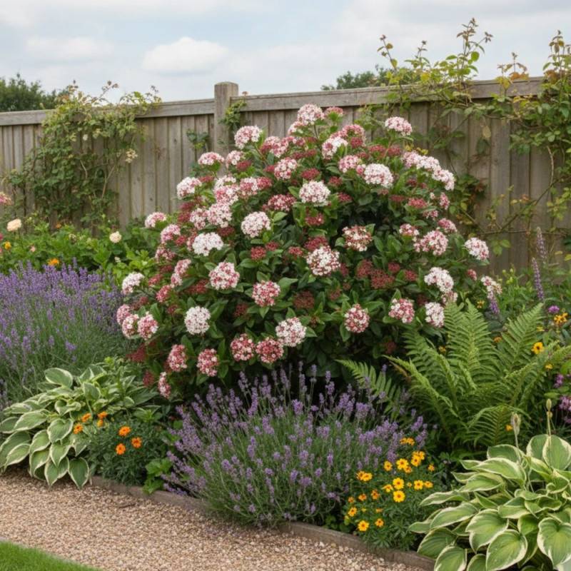 Viorne, Laurier Tin Gwenllian, Viburnum à fleurs Blanche - feuillage Persistant - Pot de 5L - 40/60 cm-  hauteur à maturité De 1,50 m à 2,00 m - Image 5