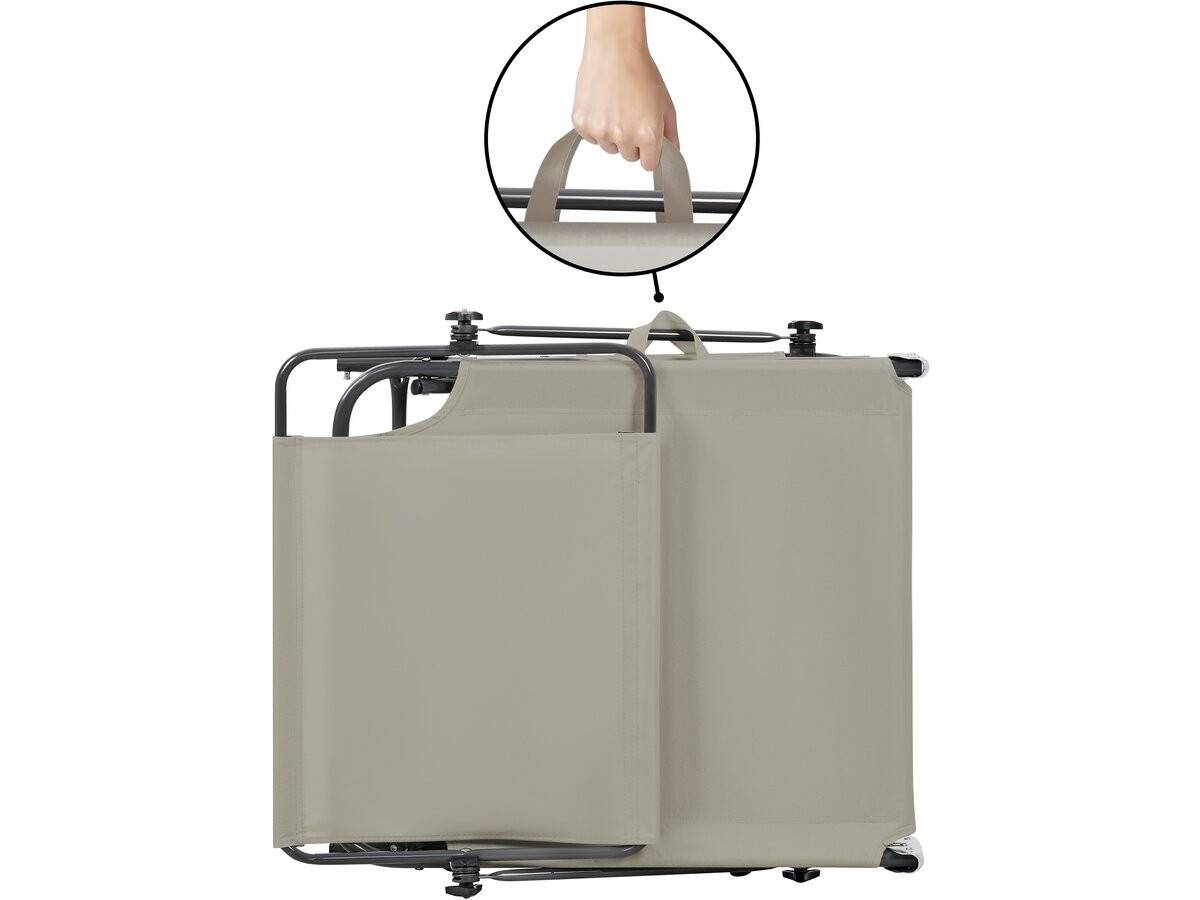 Lot De 2 Bains De Soleil Pliable "lazy" - Avec Pare Soleil - Taupe -habitat Et Jardin - Image 3