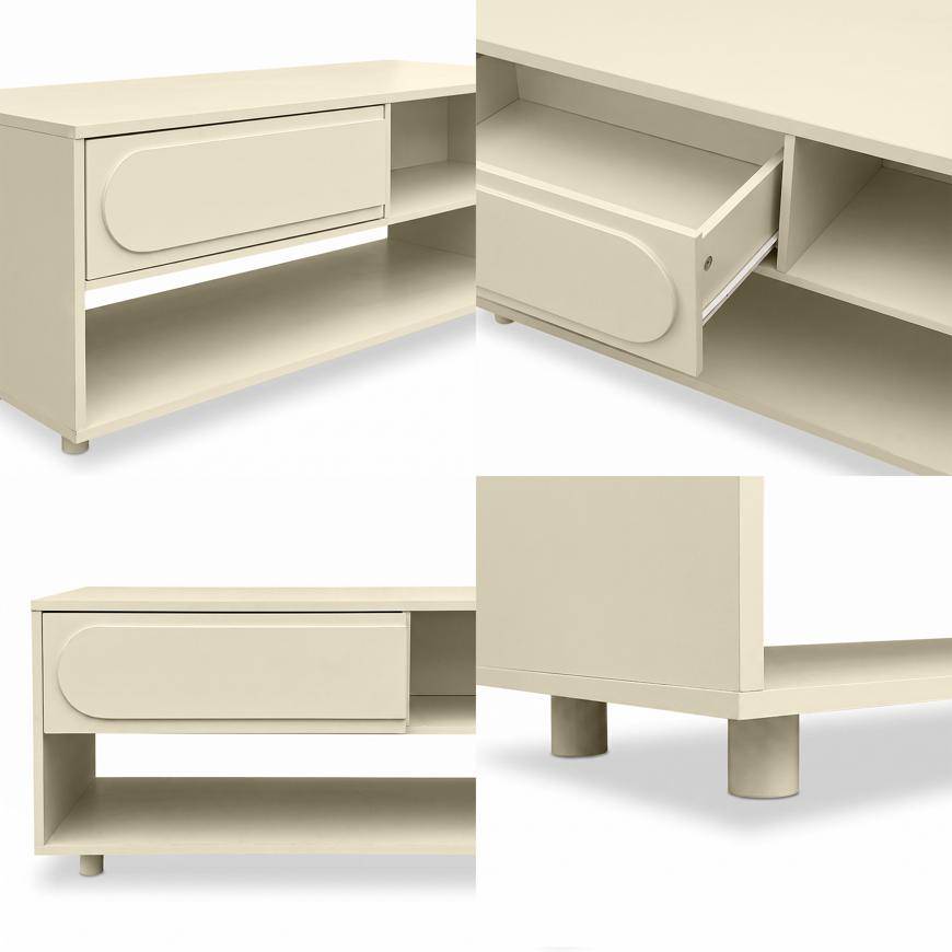 Sicaan Table basse beige 110cm - 1 tiroir - finition mélaminée - FLORA - Image 6