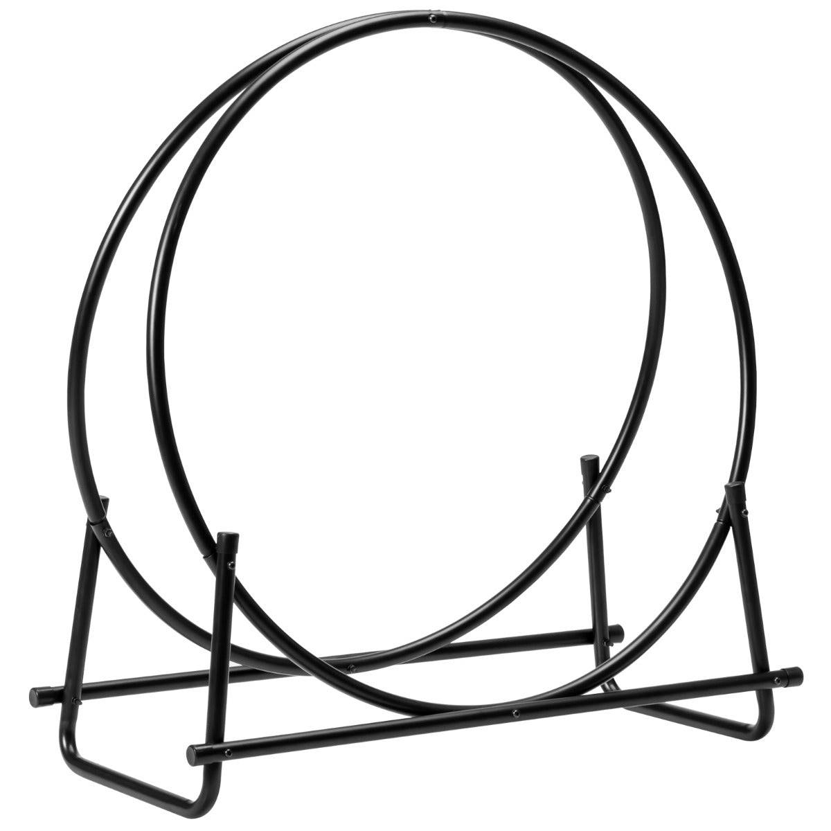 Helloshop26 - Porte-bûches rond pour bois de cheminée en acier 76,5 x 36 x 81,5cm structure en forme de a charge 50 kg intérieur/extérieur - Image 1