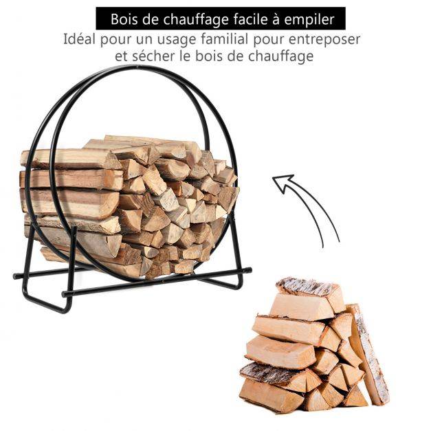 Helloshop26 - Porte-bûches rond pour bois de cheminée en acier 76,5 x 36 x 81,5cm structure en forme de a charge 50 kg intérieur/extérieur - Image 4