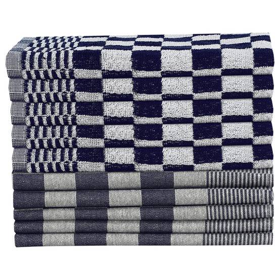 Ensemble de serviettes 10 pcs bleu et blanc coton Maison Chic - Image 3