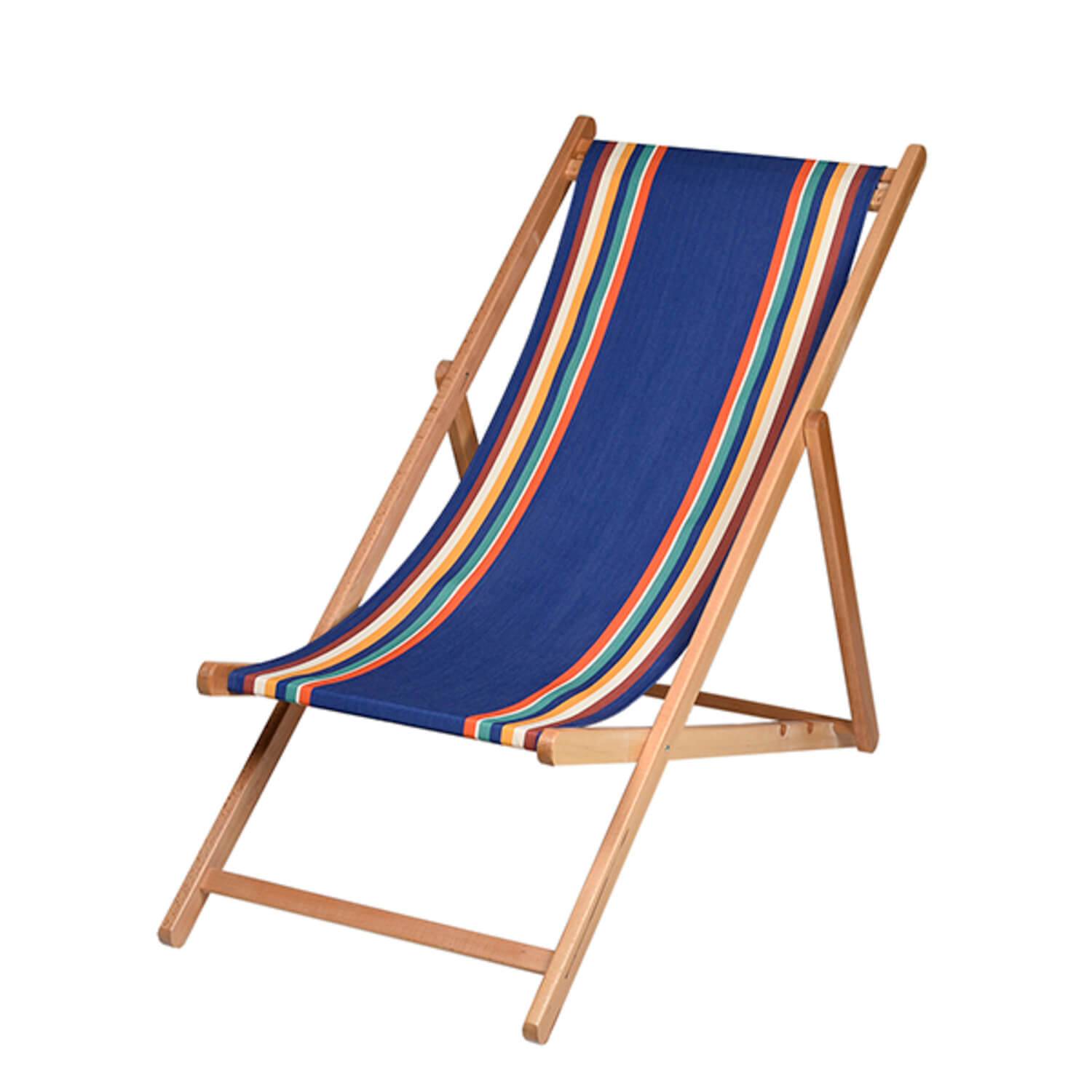 Autre - Lot de 2 chiliennes XL pliantes règlables - 100 % coton - bois hêtre - multicolore - MAULEON MEDITERANNEE - Image 1