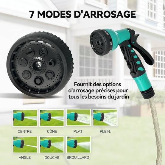 Outsunny - Enrouleur Tuyau Arrosage Mural 25 m x Ø 15 mm - Rétractable Automatique Pivotant à 180° - Buse à 7 Modes - vert - Outsunny - Image 4