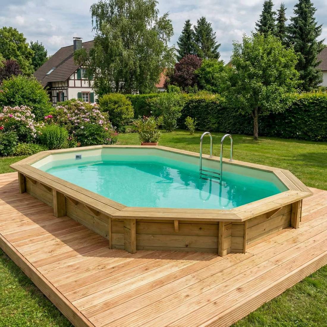Altanka - Piscine hors sol en bois NEMO 7.3 x 3.97 - H.1.45 m, sable, fixations à visser - BAS7305OSPL3 - ALTANKA - Image 3